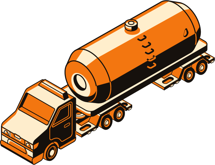 animated image of a organge and black tank truck